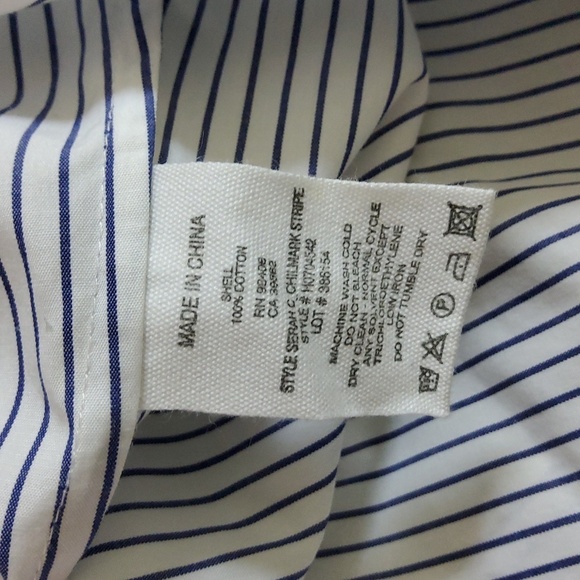 Theory Blue/White Stripped Long Sleeve  Side Tie Blouse Size L - Picture 8 of 8